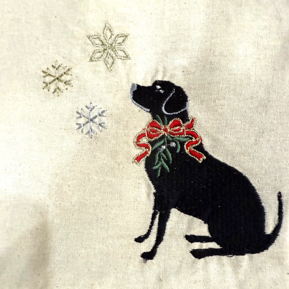 Lot of 2 ~ Black Lab Holiday/Christmas Place Mats 20”x13”Lined Beige Embroidered - Image 1 of 4