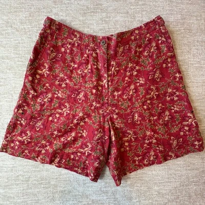 Pantalones Cortos Lauren Ralph Lauren Mujer Pequeño Estampado Floral Lino Rojo Talla 10P Foto 1 de 4