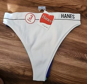 3 pcs Hanes Originals Ladies ribbed bikini thong underwear NWT (Size XXL) - Picture 1 of 4