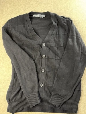 Cárdigan suéter Oscar de la Renta para hombre negro talla L botón delantero algodón Foto 1 de 2