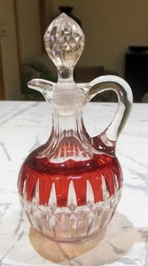 EAPG Greensburg Glass Ruby Stain Cruet Corona AKA Sunk Honeycomb c.1893 - Picture 1 of 14