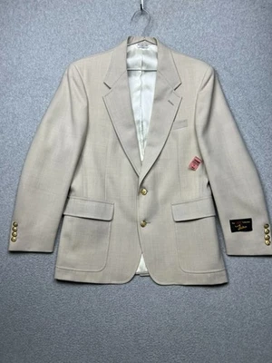 Blazer esportivo vintage John Weitz masculino mistura de lã 40R dourado botão creme preppy - Imagem 1 de 4