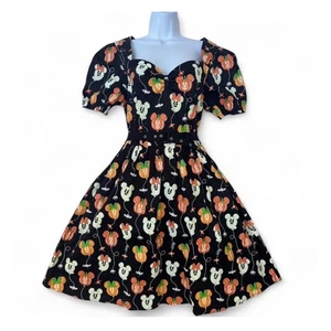 Disney Mickey Kürbis Halloween Ballon Spinnen Puffy Gürtel A-Linie Kleid S - Bild 1 von 7