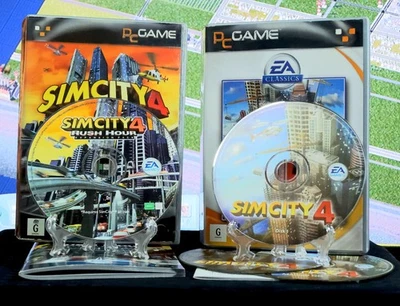 Sim City 4 + Rush Hour Expansion Retro PC Game Bundle Lot [Tested+Manual] - Image 1 of 4