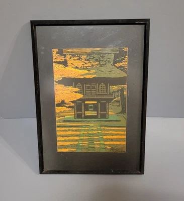 Impresión en madera del templo Shiro Kasamatsu Heirinji firmada edición limitada vintage Foto 1 de 4