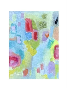 Aceo By Kenna Abstract Art Collector Card Painting Original  2.5” X 3.5” Signed - Imagen 1 de 4