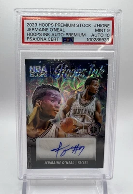 2023 Hoops Premium Stock Jermaine O'Neal Hoops Ink Auto /75 Graded PSA 9 DNA 10 - Image 1 of 4
