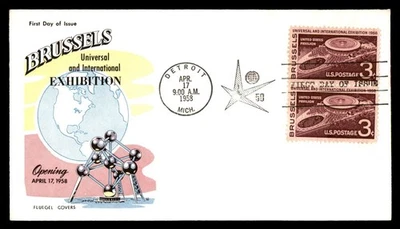 Mayfairstamps US FDC 1958 Pavillion Brussels Universal Exhibit First Day Cover a - Image 1 of 2