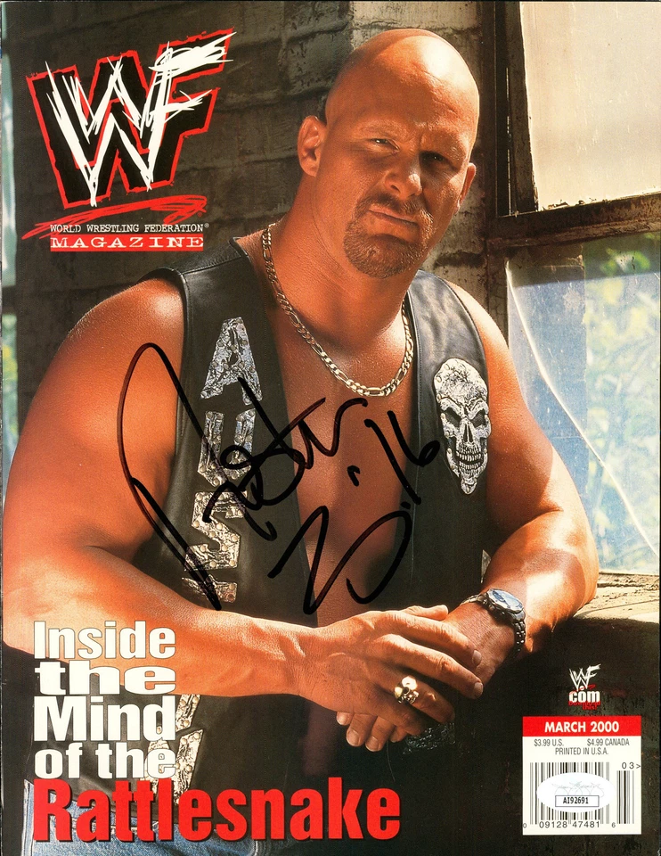 Portada de revista Stone Cold Steve Austin firmada por WWF (con JSA) Foto 1 de 1
