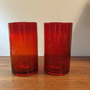 2 Artland Iris Ruby Red Highball Hand blown Glasses New With Tag - Picture 1 of 10