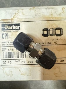 Parker CPI 6-6-HBZ-SS Tube UNION 3/8"x 3/8" Stainless Compression QTY - Picture 1 of 2