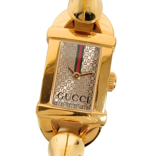 Orologio Gucci 6800L Bambù Bracciale Quadrato Oro Donna Quarzo Misura Omaggio