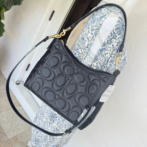 Coach CZ178 Laurel Schultertasche aus charakteristischem Leder schwarz - Bild 1 von 11