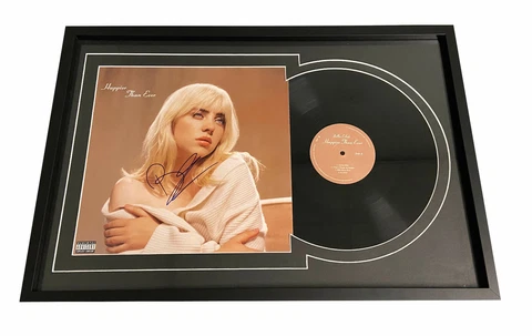 BILLIE EILISH SIGNED FRAMED HAPPIER THAN EVER VINYL LP AUTO BECKETT BAS Cover