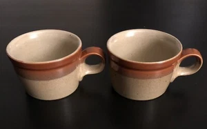 Set of 2 Mikasa Potters Art Ben Seibel Country Cabin Coffee Mugs Tea Cups Tan - Picture 1 of 4
