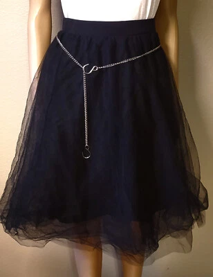 Gótico Edgy Fairy Core Negro 2 Capas Tul con Falda Forradora - Cinturón Extra Talla M Foto 1 de 4