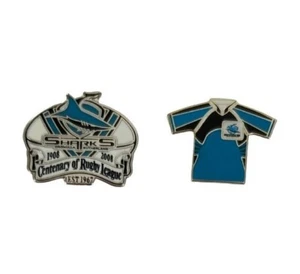 SET OF 2 CRONULLA SHARKS NRL CENTENARY 1908-2008 + JERSEY LOGO LAPEL PIN BADGE - Picture 1 of 1