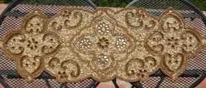 Pier1 Heavy GoldTone Beaded 36" x 12" Table Runner~Original Tag - Picture 1 of 6