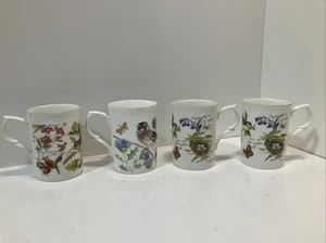 Rose of England Set of 4 Mugs with a Bird Theme in Bone China Made in England - Picture 1 of 8
