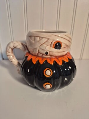 Johanna Parker Transpac Halloween Ceramic Mummy Black Mug