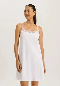HANRO 74942 ~ MICHELLE Supima Cotton Lace Trim Chemise ~ WHITE ~XL ~ NWT $180 - Picture 1 of 8