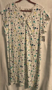 Ropa de dormir casique blanca multicolor púrpura verde azulado y amarillo algodón manga corta - Imagen 1 de 5