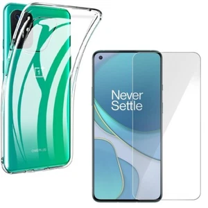 For ONEPLUS 8T TEMPERED GLASS SCREEN PROTECTOR + CLEAR SILICONE TPU CASE COVER - Picture 1 of 12
