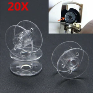 20 X Clear Bobbins - Domestic Sewing Machine Plastic Spool UNIVERSAL UK - Picture 1 of 12