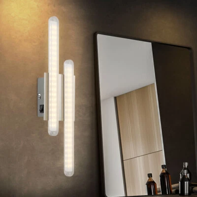 Lampada Parete da Camera Letto Torcia Cromo Metallo LED Lungo 40cm - Immagine 1 di 4