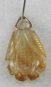 VINTAGE 14K GOLD CARVED CITRINE PENDANT 6.5 CARATS - Picture 1 of 1