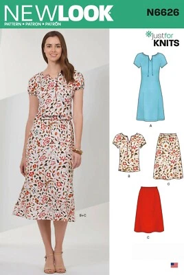 New Look 6626 Misses' Kleid Rock & Top Nähen Muster XS - XL Größe 6 - 24 - Bild 1 von 4