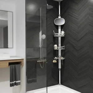 Articola Azzurro Regolabile Standing Doccia Bagno Accessori Caddy Grigio Chiaro - Foto 1 di 8