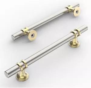 10er Pack Schrankgriffe gebürstet Satin Nickel und Gold 5" (128 mm) - Bild 1 von 5