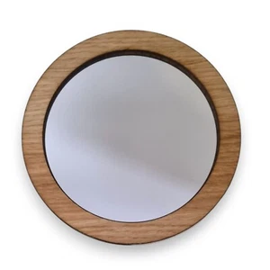Round Wooden Mirrors, Choice of Oak, Walnut or Cherry, with Hooks - Picture 1 of 8