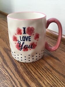 Coffee Mug Cup I Love You 10 Strawberry Street Artisan Collection Pink Dots 3D