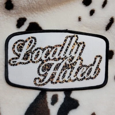 Locally Hated Leopard Hat Patch Sublimation DYI Fabric Patch Glue Iron On Sew  - Image 1 of 4