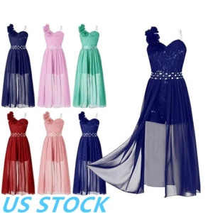 Kids Girls Bridesmaid Dress Formal Wedding Pageant Proms Chiffon Romper Dress - Picture 1 of 52