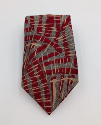 Vintage 60s 70s Men's Tie Orange Gray Beige Necktie Maier - Image 1 of 4