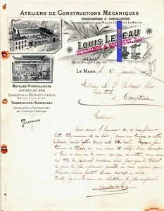 Beau document du 17/01/1907 LOUIS LEVEAU Constructions mécaniques - Le Mans 72 - Bild 1 von 1
