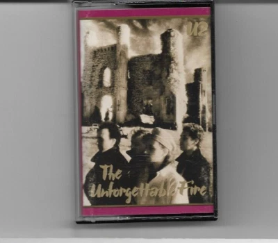 U2 THE UNFORGETTABLE FIRE ISLAND BLUE PAPER LABEL ALBUM CASSETTE TAPE PLAYS WELL - Image 1 of 4