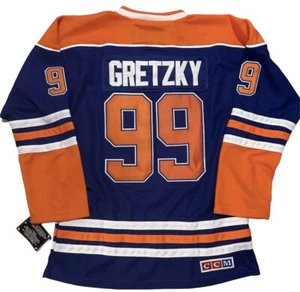 Wayne Gretzky Edmonton Oilers CCM Throwback Jersey - Blue (Men's Sizes) - Picture 1 of 5