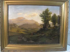 Romantiker Ölgemälde 1874 Monogramm PJ oder JP (D 477 ) - Bild 1 von 15