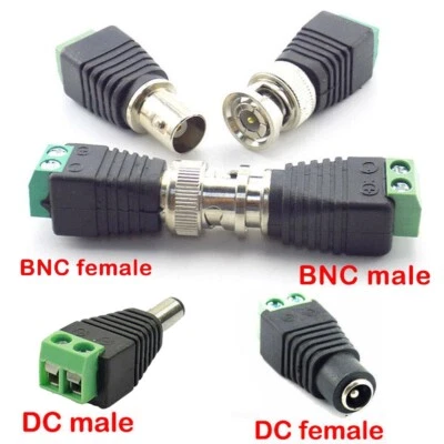 5/10X BNC DC Connector Male female Adapter for Camera CCTV TV Video Balun Cable - Image 1 of 4