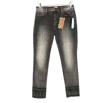 Pantalones de mezclilla Driftwood para mujer 28 gris Evalee ajustados bordados corte tijera dobladillo nuevos con etiquetas Foto 1 de 4