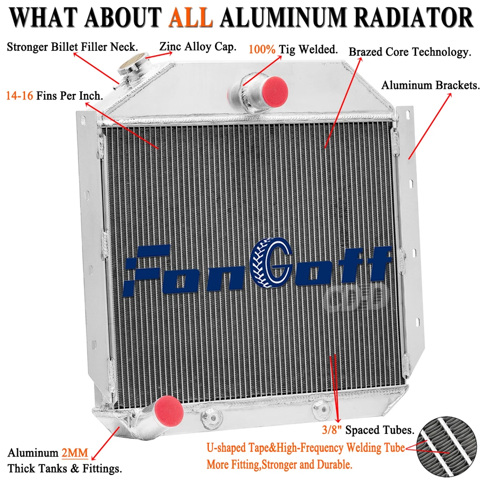 3 Core Radiator For 1951-1957 International Harvester L/R/S Series Trucks AT MT. - Image 1 of 4