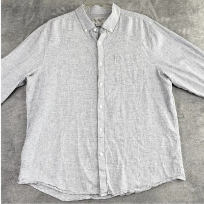 Original Penguin Mens XL Blue Striped Long Sleeve Button Down Shirt Linen Blend - Image 1 of 4