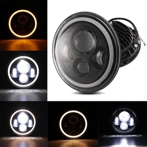 7" LED Projector Headlight Yellow For Harley Street Glide Softail FLHX FLD US - Picture 1 of 12