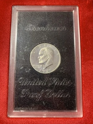 1971-S Proof Eisenhower Silver Dollar in Original US Mint Holder with Brown Box - Image 1 of 4