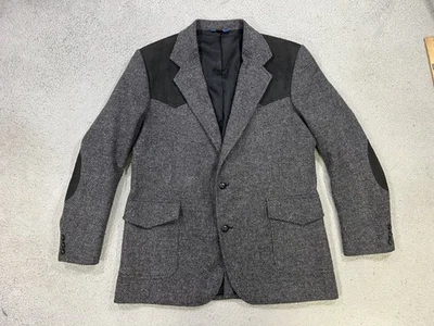 Pendleton Blazer Mens 46 Long Tweed Wool Suede Elbow Patch Made USA Rockabilly - Image 1 of 4