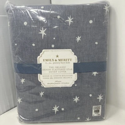 Funda nórdica Pottery Barn Kids Emily & Meritt Star Full Queen Soft Denim Stars Foto 1 de 4